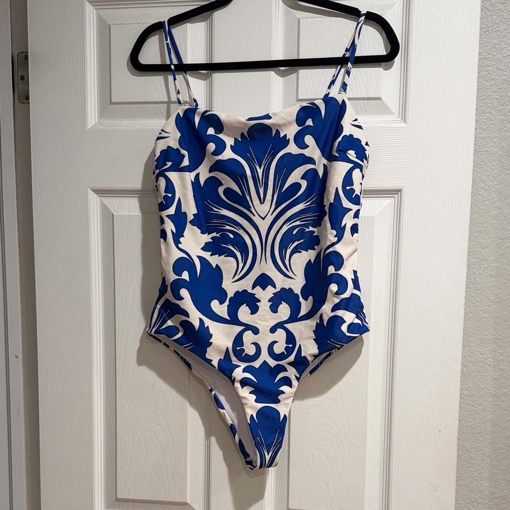 Blue and White Patterned Swimsuit